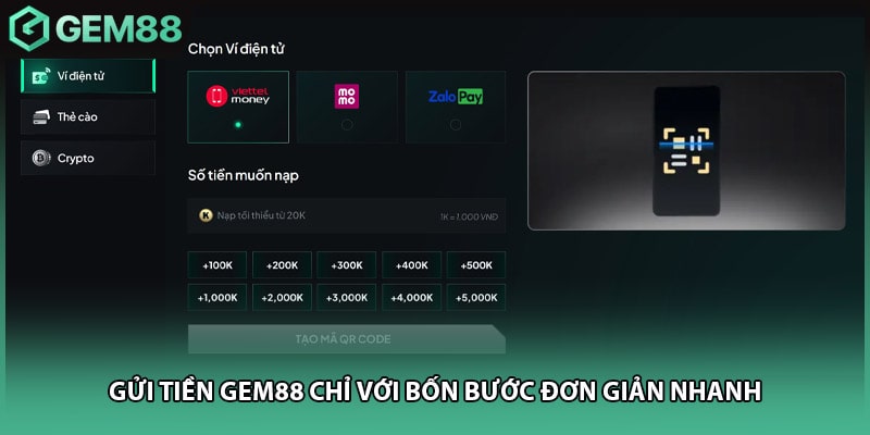 Gửi Tiền GEM88 chỉ với bốn bước đơn giản nhanh