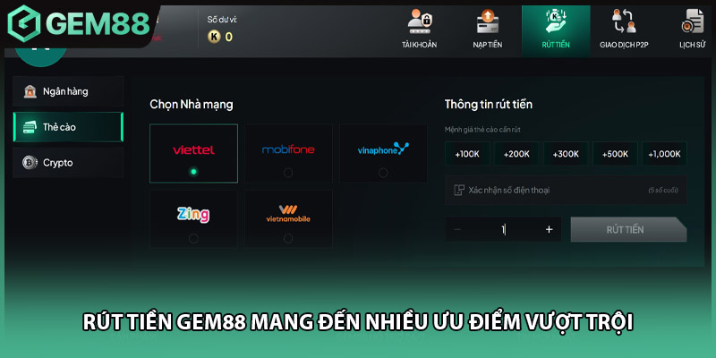 Rút tiền GEM88 mang đến nhiều ưu điểm vượt trội